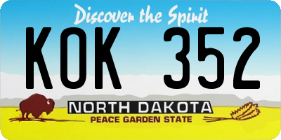 ND license plate KOK352
