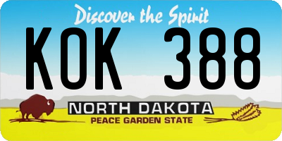 ND license plate KOK388