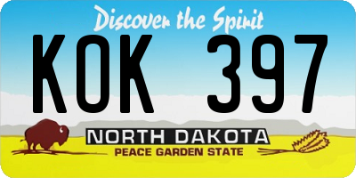 ND license plate KOK397