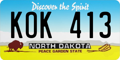 ND license plate KOK413