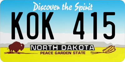 ND license plate KOK415