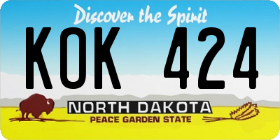ND license plate KOK424