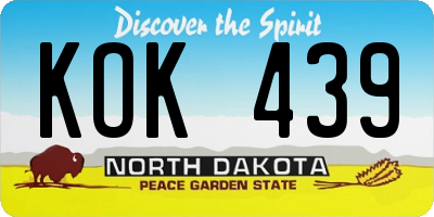ND license plate KOK439