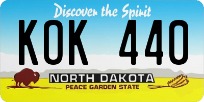 ND license plate KOK440