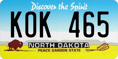 ND license plate KOK465