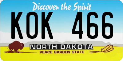 ND license plate KOK466