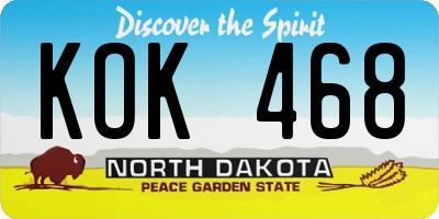 ND license plate KOK468