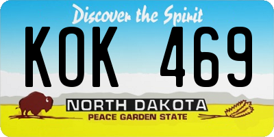 ND license plate KOK469