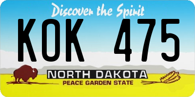 ND license plate KOK475