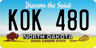 ND license plate KOK480