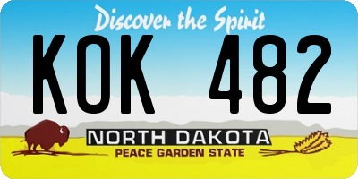 ND license plate KOK482