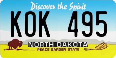 ND license plate KOK495