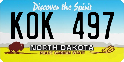 ND license plate KOK497