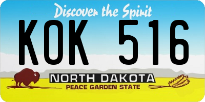 ND license plate KOK516