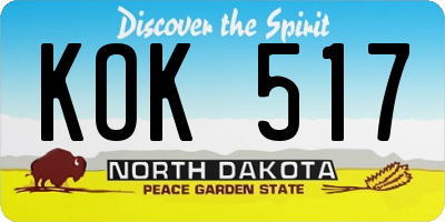 ND license plate KOK517