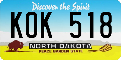 ND license plate KOK518