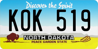 ND license plate KOK519