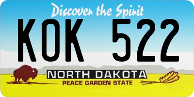 ND license plate KOK522
