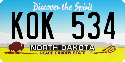 ND license plate KOK534