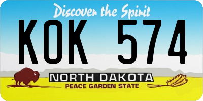 ND license plate KOK574