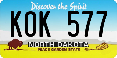 ND license plate KOK577