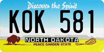 ND license plate KOK581