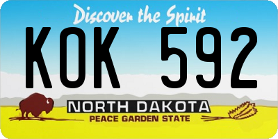 ND license plate KOK592