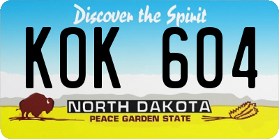 ND license plate KOK604