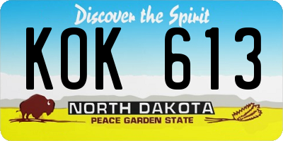 ND license plate KOK613