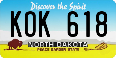 ND license plate KOK618
