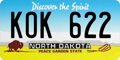 ND license plate KOK622