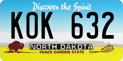 ND license plate KOK632