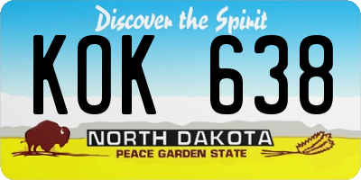 ND license plate KOK638