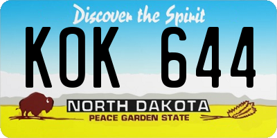ND license plate KOK644