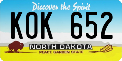 ND license plate KOK652