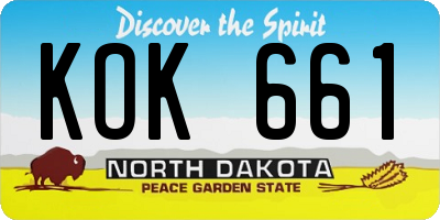 ND license plate KOK661