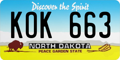 ND license plate KOK663