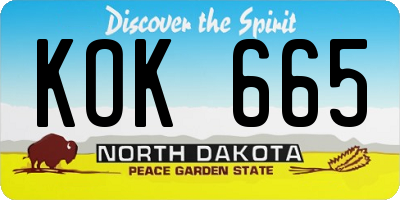 ND license plate KOK665