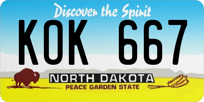ND license plate KOK667