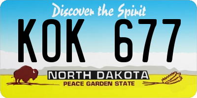 ND license plate KOK677