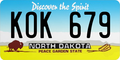 ND license plate KOK679