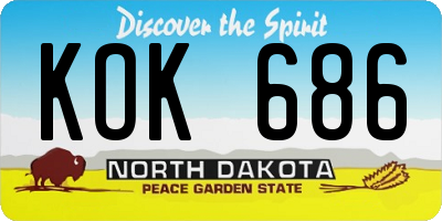 ND license plate KOK686