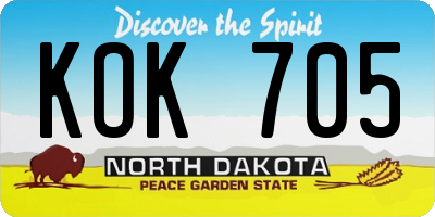 ND license plate KOK705