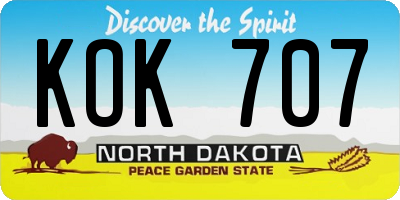 ND license plate KOK707