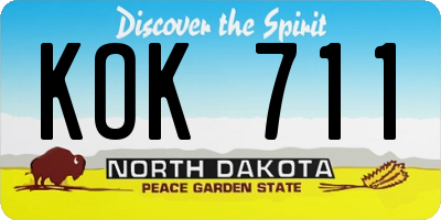 ND license plate KOK711