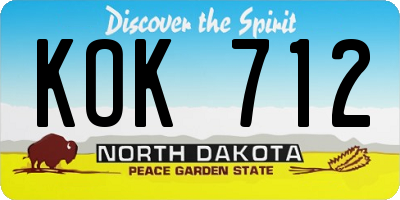 ND license plate KOK712