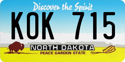 ND license plate KOK715