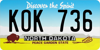 ND license plate KOK736