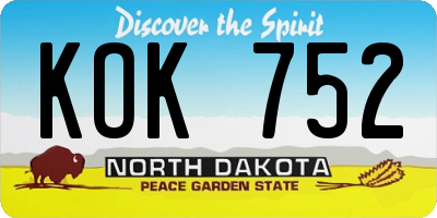ND license plate KOK752