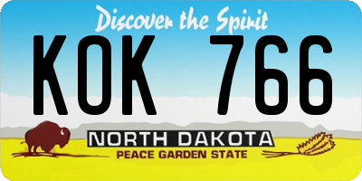 ND license plate KOK766